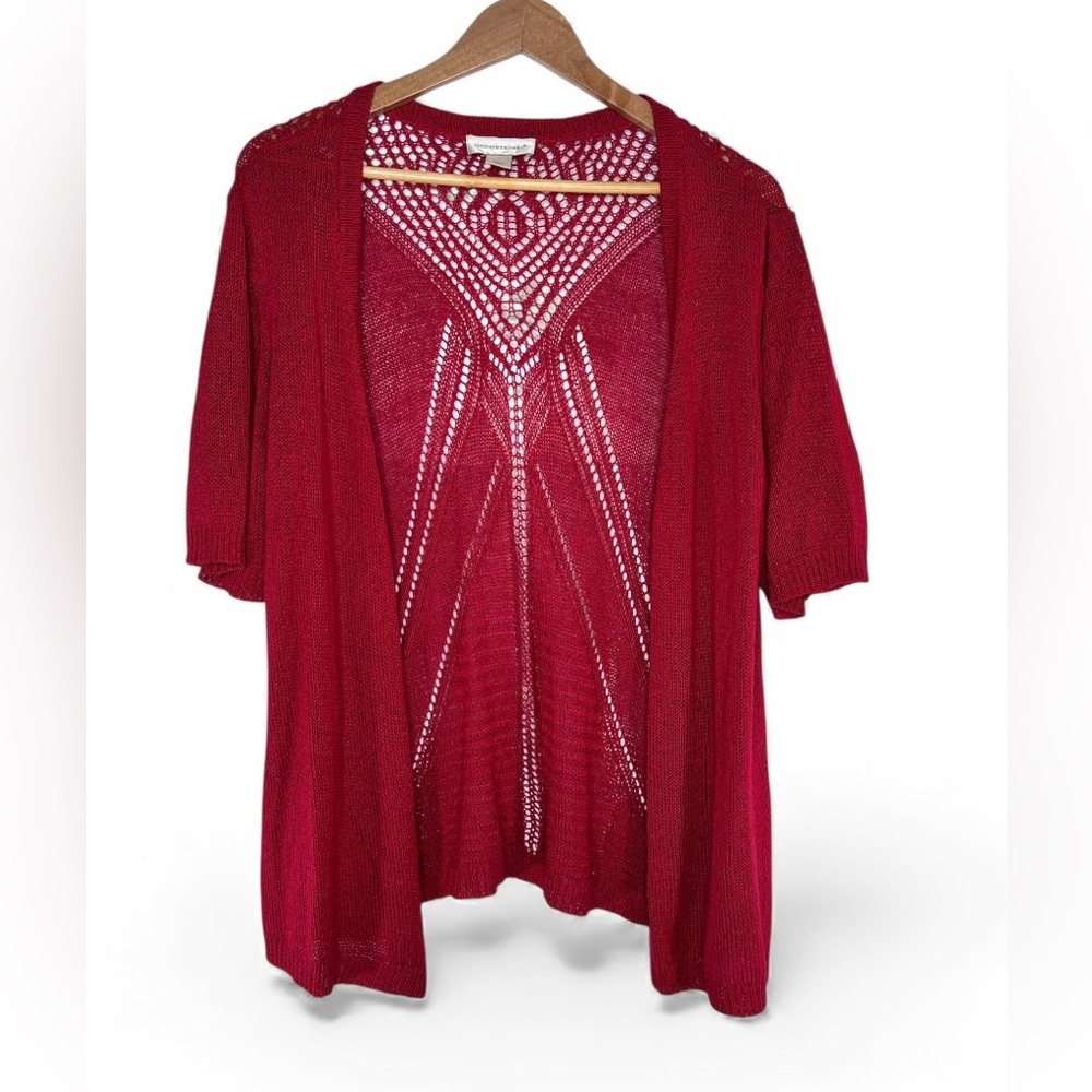 Christopher & Banks Open-Front Knit Cardigan Red Size Large